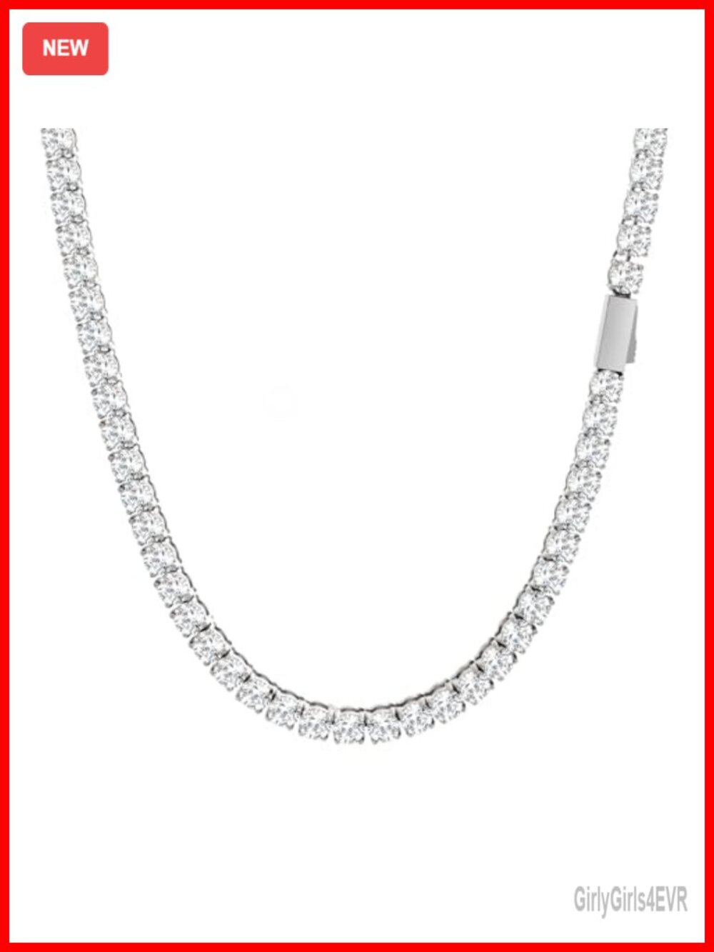 Tennis Chain Necklace 316L Stainless Steel 5A CZ Waterproof 20in